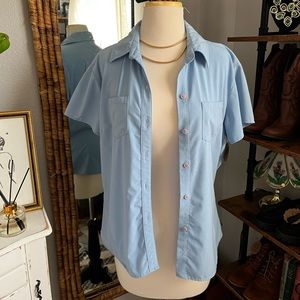 The North Face Button Up Shirt, Sky Blue (Says SIZE L but fits small) *LIKE NEW*